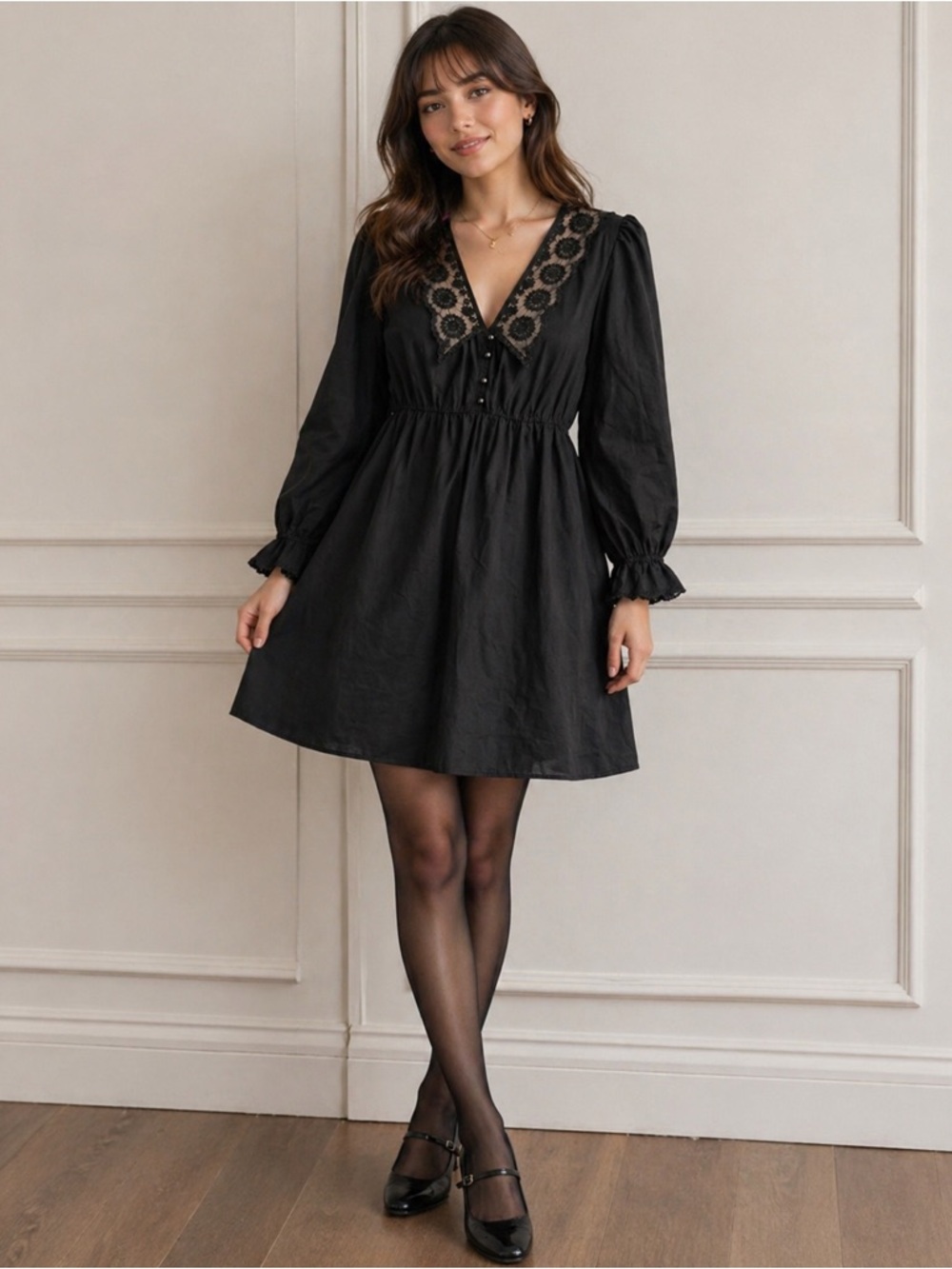 Zara Black Lace Detail Dress